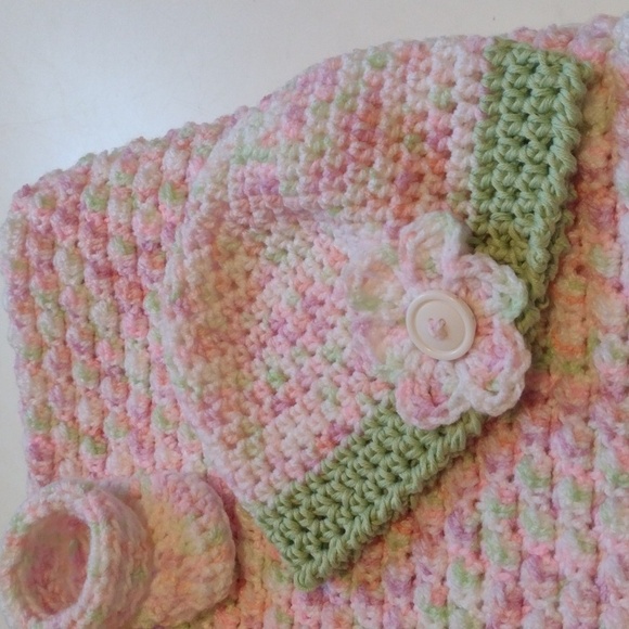 NEW Hand Crafted Baby Blanket Hat Booties Set Bundle Handmade Crochet Knit - Picture 6 of 16